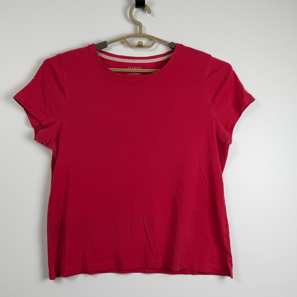 Talbots Womens Fuchsia Short Sleeve Crew Neck 100% Cotton T-Shirt XL